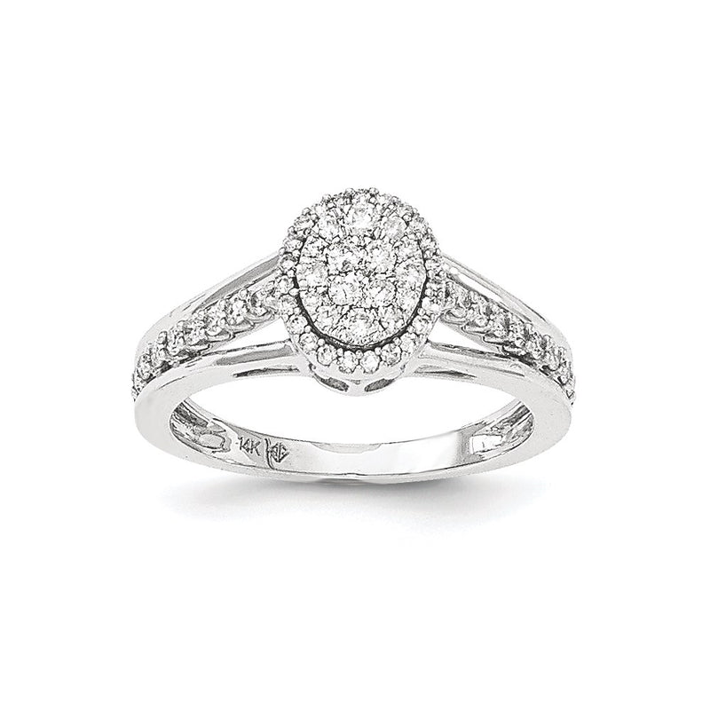 14k White Gold Real Diamond Polished Circle Ring