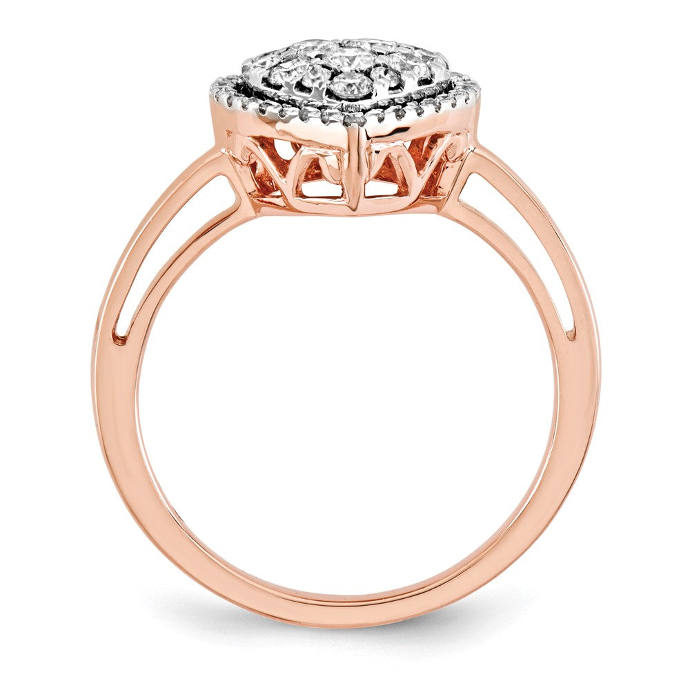 14k Rose Gold Real Diamond Polished Heart Ring