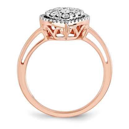 14k Rose Gold Real Diamond Polished Heart Ring