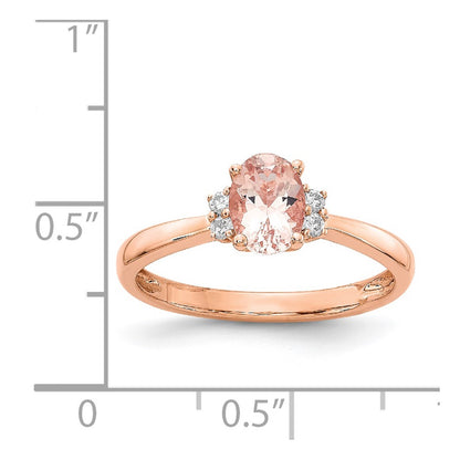 14k Rose Gold Oval Morganite & Real Diamond Ring
