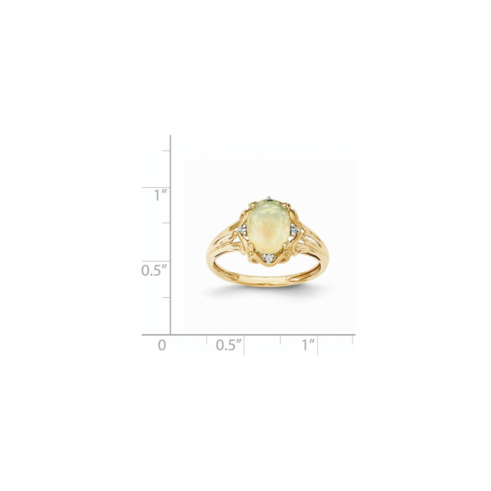 14K Yellow Gold Oval Australian Opal & Real Diamond Ring