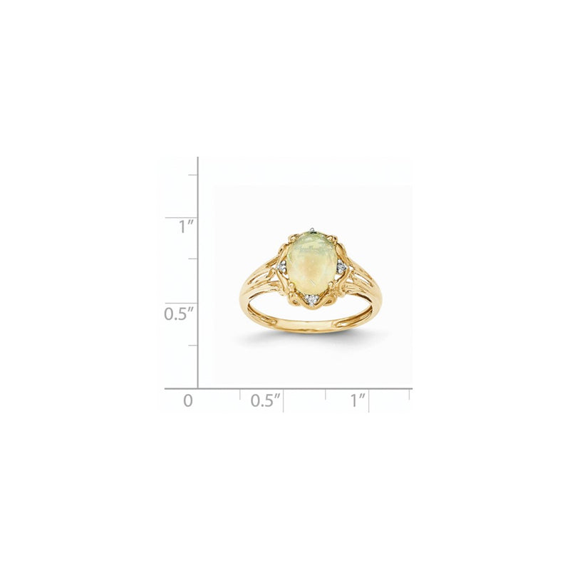 14K Yellow Gold Oval Australian Opal & Real Diamond Ring