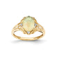 14K Yellow Gold Oval Australian Opal & Real Diamond Ring