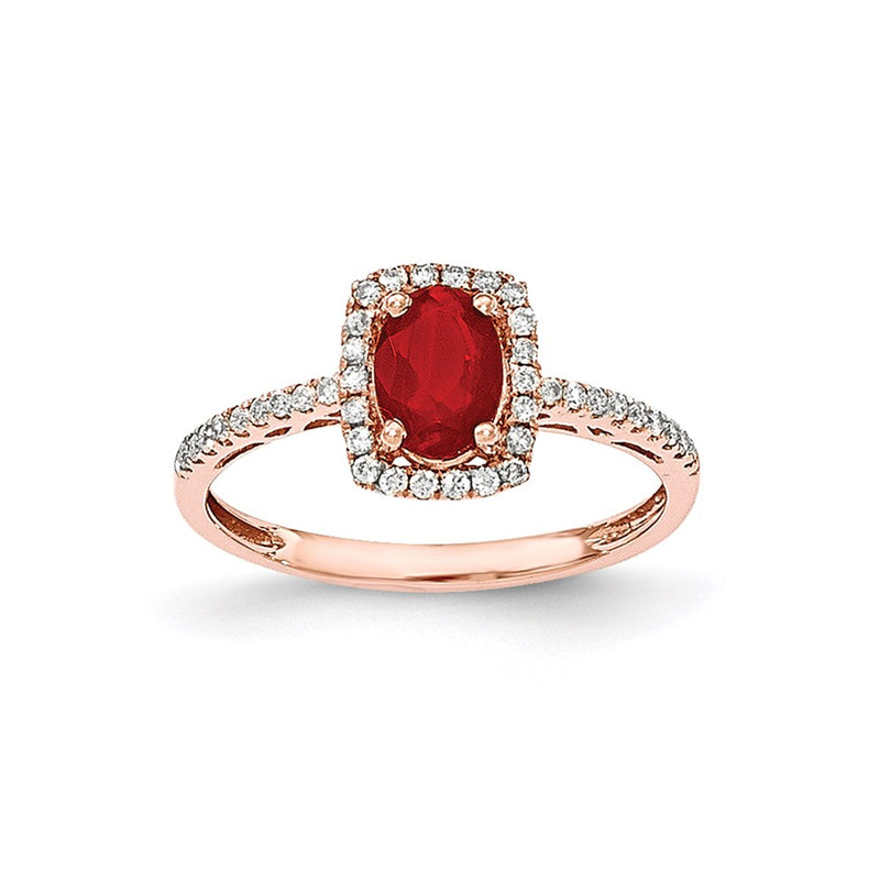 14k Rose Gold Oval Fire Opal & Real Diamond Rectangle Ring