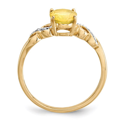 14K Yellow Gold Opal and Real Diamond Ring