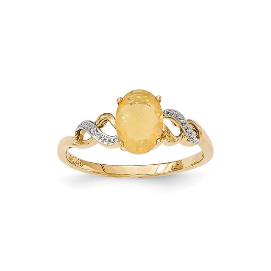 14K Yellow Gold Opal and Real Diamond Ring