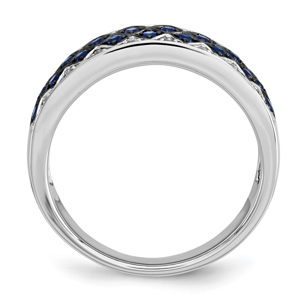 14k White Gold Real Diamond & Sapphire Ring