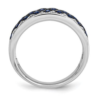 14k White Gold Real Diamond & Sapphire Ring