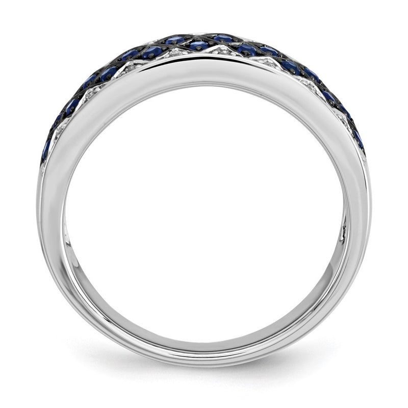 14k White Gold Real Diamond & Sapphire Ring