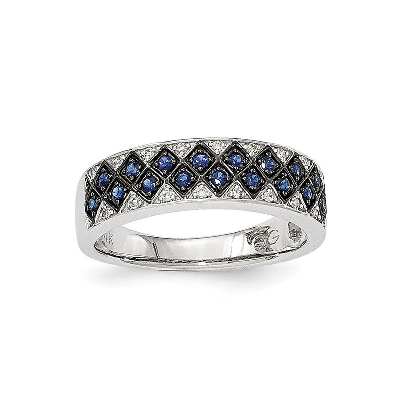 14k White Gold Real Diamond & Sapphire Ring