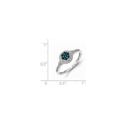 14K White Gold Blue & White Real Diamond Ring