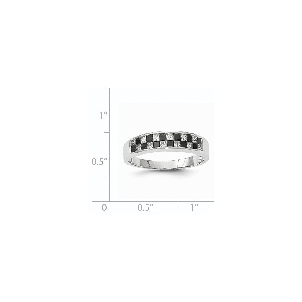 14k White Gold with Black and White Diamond Ring