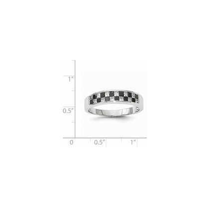 14k White Gold with Black and White Diamond Ring