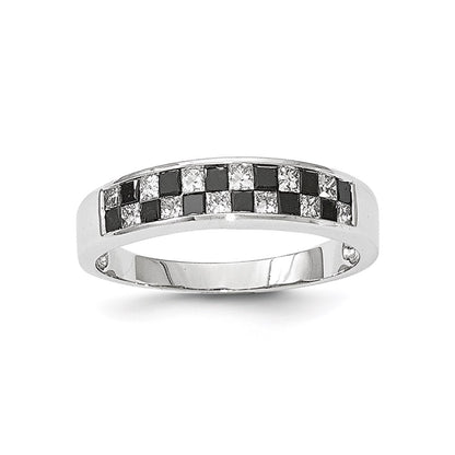 14k White Gold with Black and White Diamond Ring