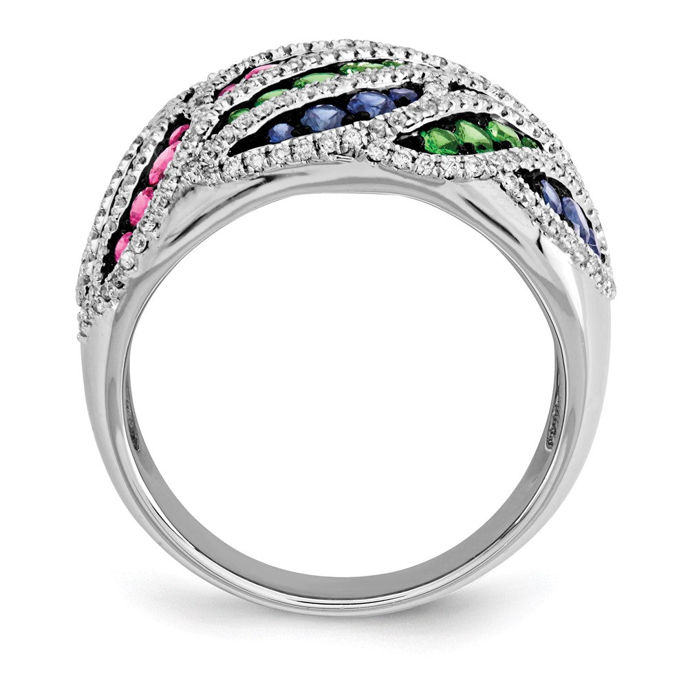 14k white gold real diamond garnet sapphire ring y12921aa