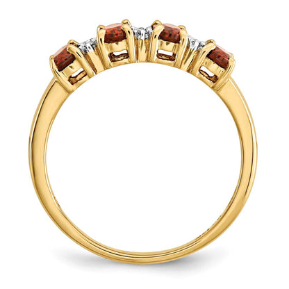 14k Yellow Gold Garnet and Real Diamond Ring