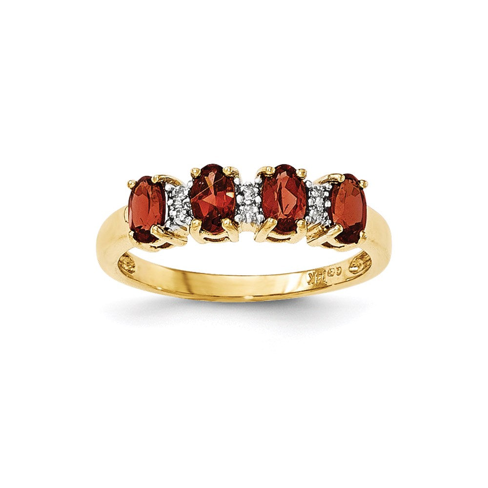 14k Yellow Gold Garnet and Real Diamond Ring