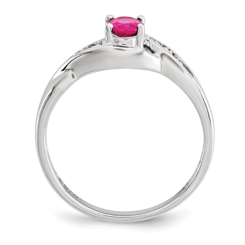 14k White Gold Composite Ruby & Real Diamond Ring