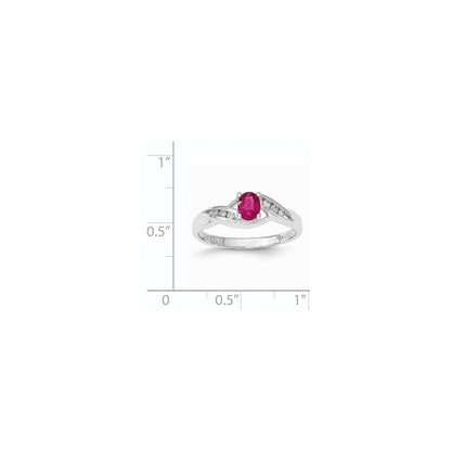 14k White Gold Composite Ruby & Real Diamond Ring