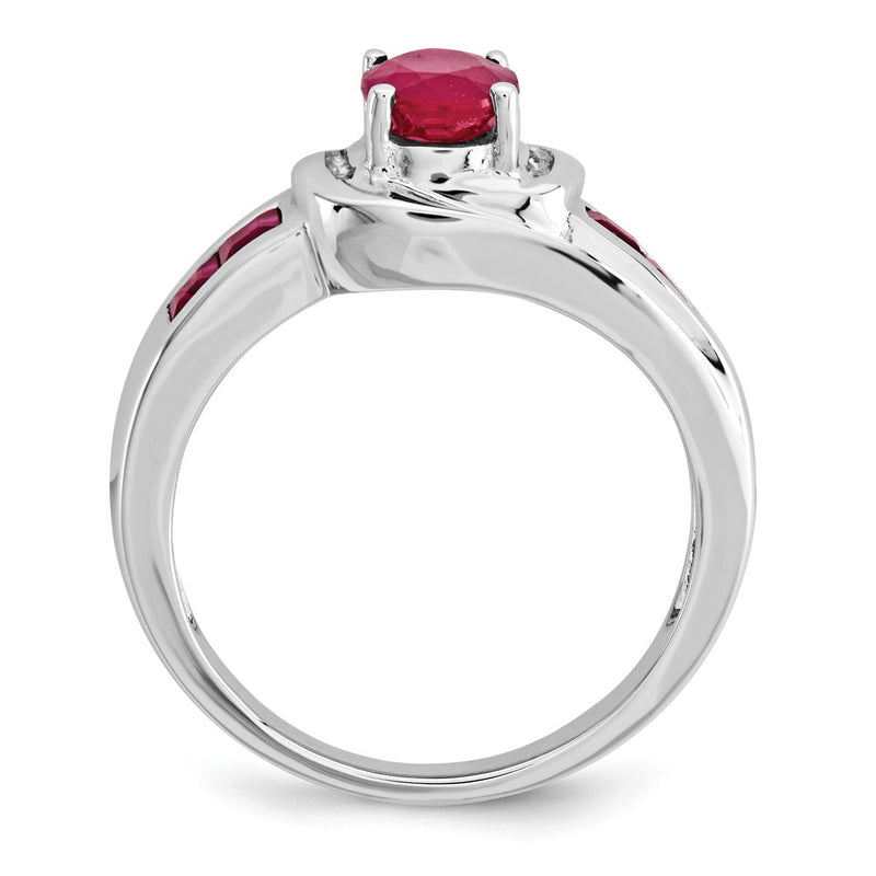 14k White Gold Ruby and Real Diamond Ring