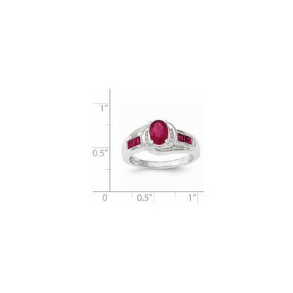14k White Gold Ruby and Real Diamond Ring