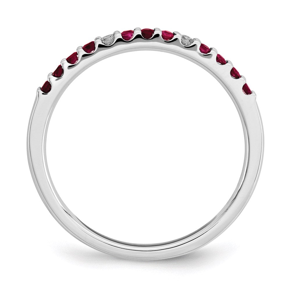 14K White Gold Real Diamond & Ruby Ring