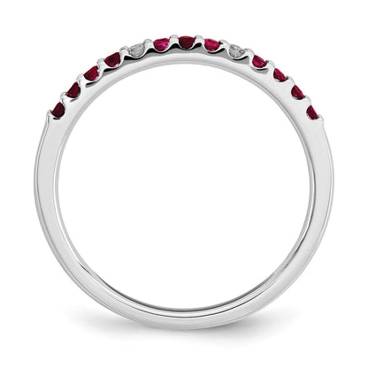 14K White Gold Real Diamond & Ruby Ring