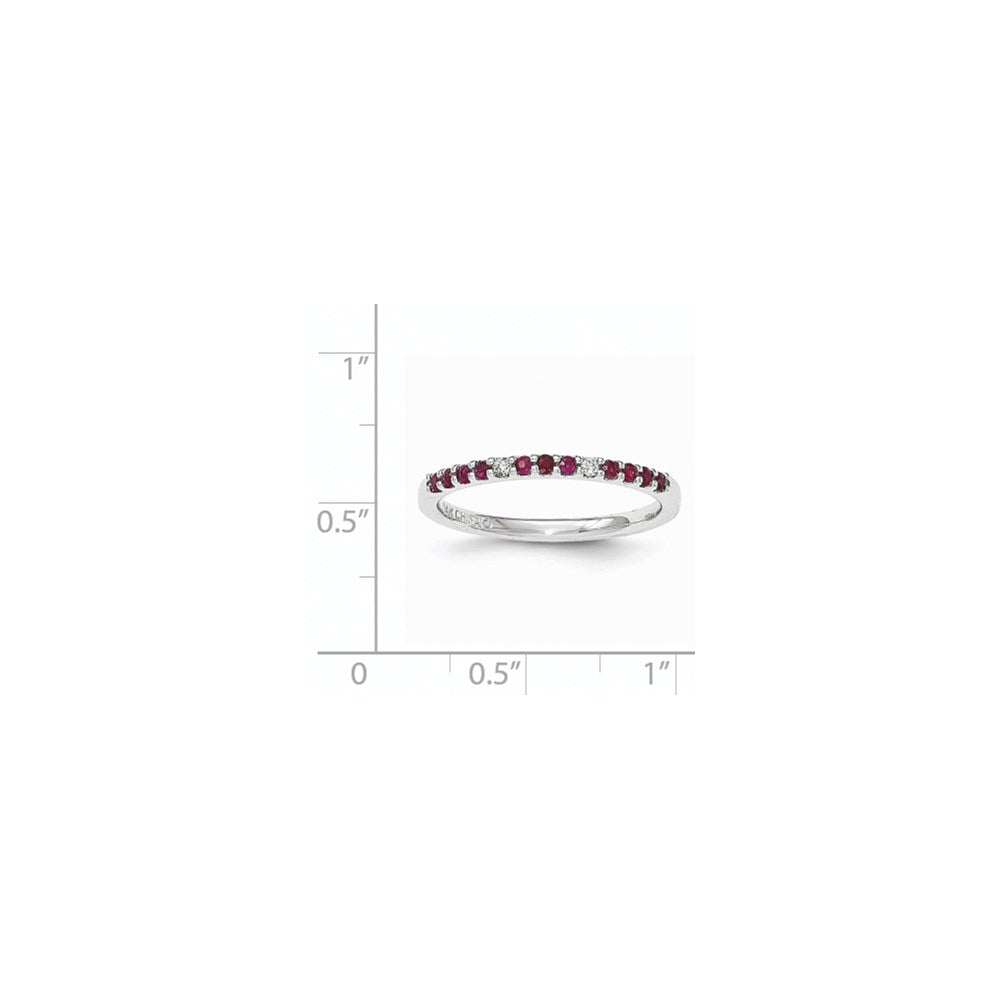 14K White Gold Real Diamond & Ruby Ring