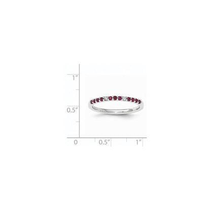 14K White Gold Real Diamond & Ruby Ring