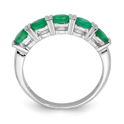 14k White Gold Emerald Five Stone Ring