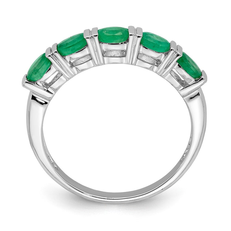 14k White Gold Emerald Five Stone Ring