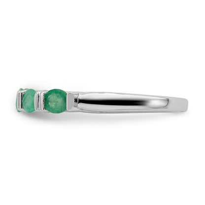14k White Gold Emerald Five Stone Ring