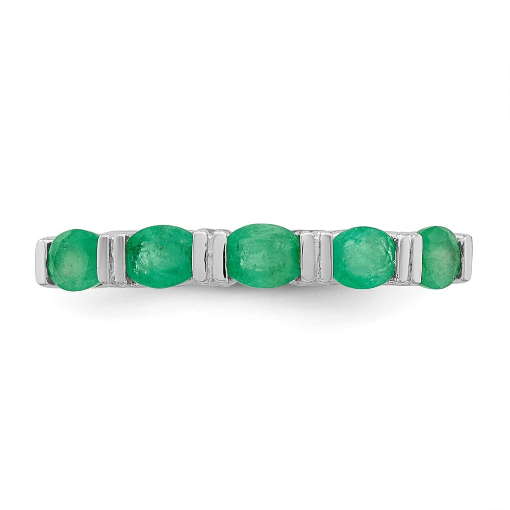 14k White Gold Emerald Five Stone Ring