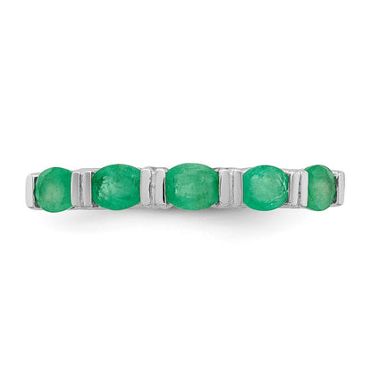 14k White Gold Emerald Five Stone Ring