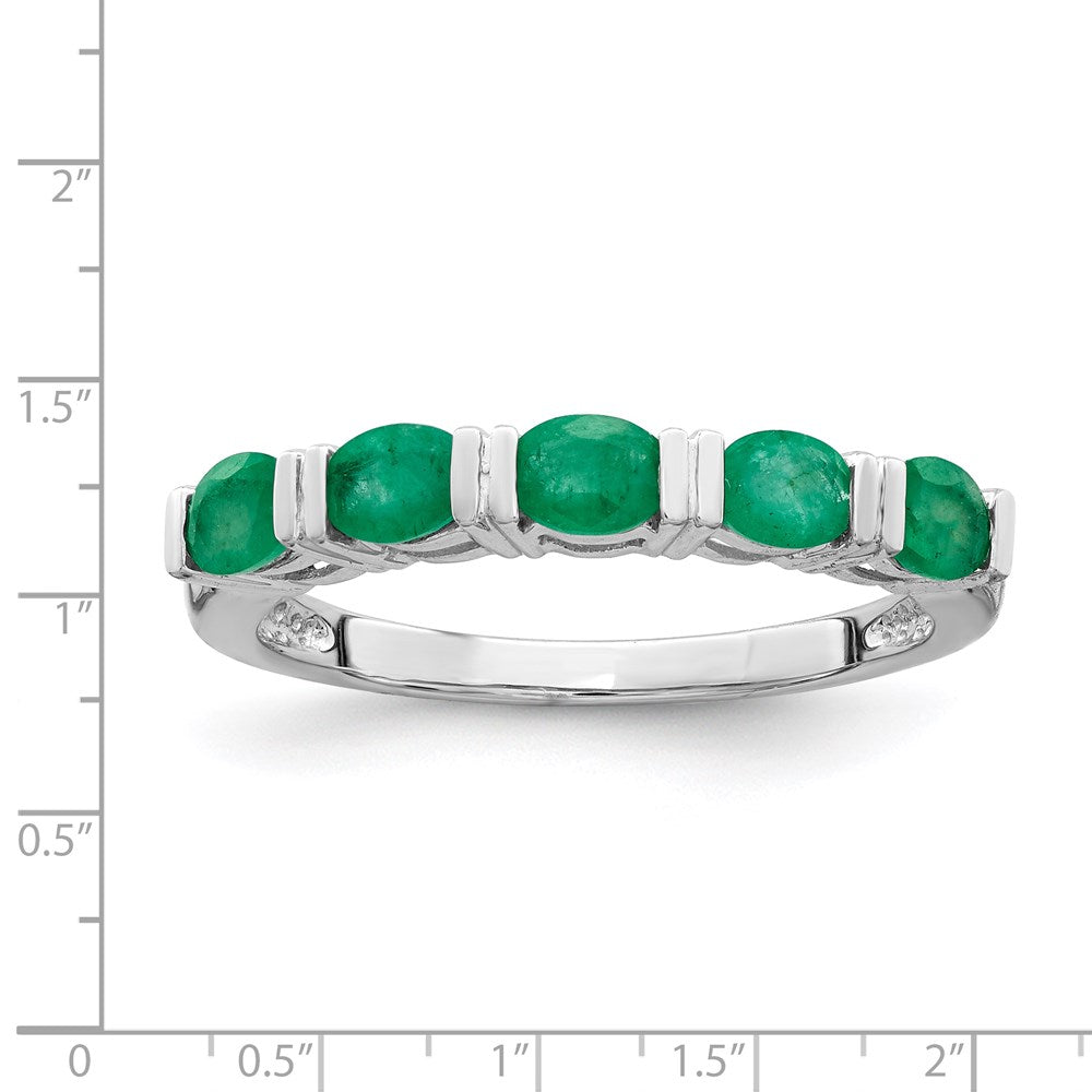 14k White Gold Emerald Five Stone Ring