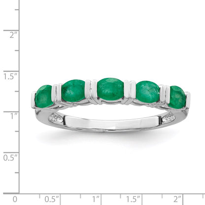 14k White Gold Emerald Five Stone Ring