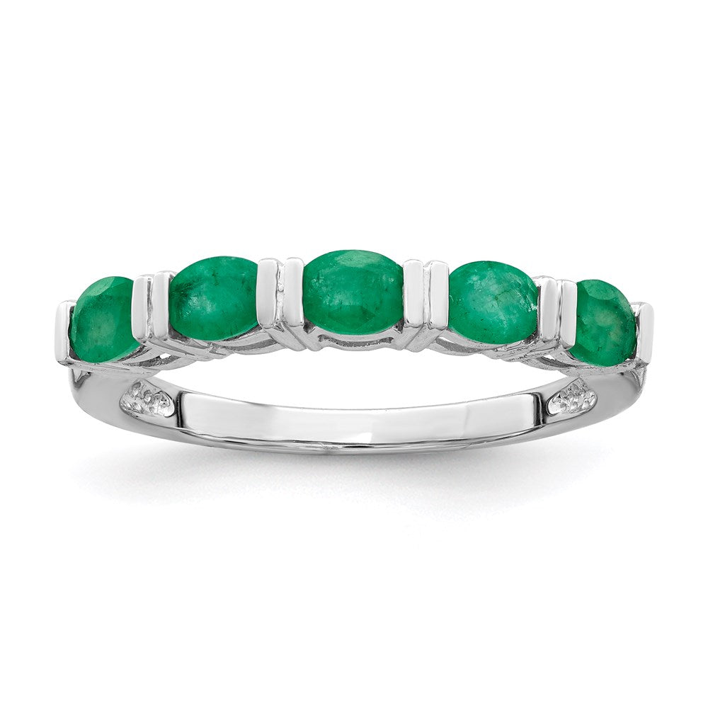 14k White Gold Emerald Five Stone Ring