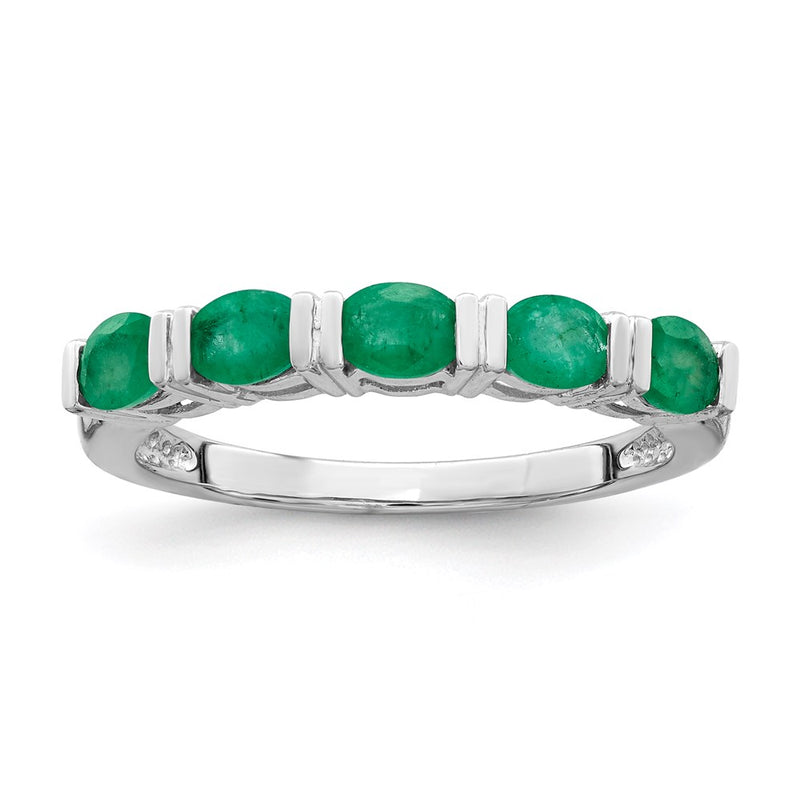 14k White Gold Emerald Five Stone Ring