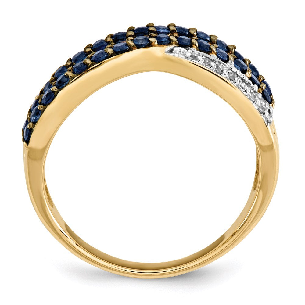 14K Yellow Gold Sapphire Real Diamond Ring