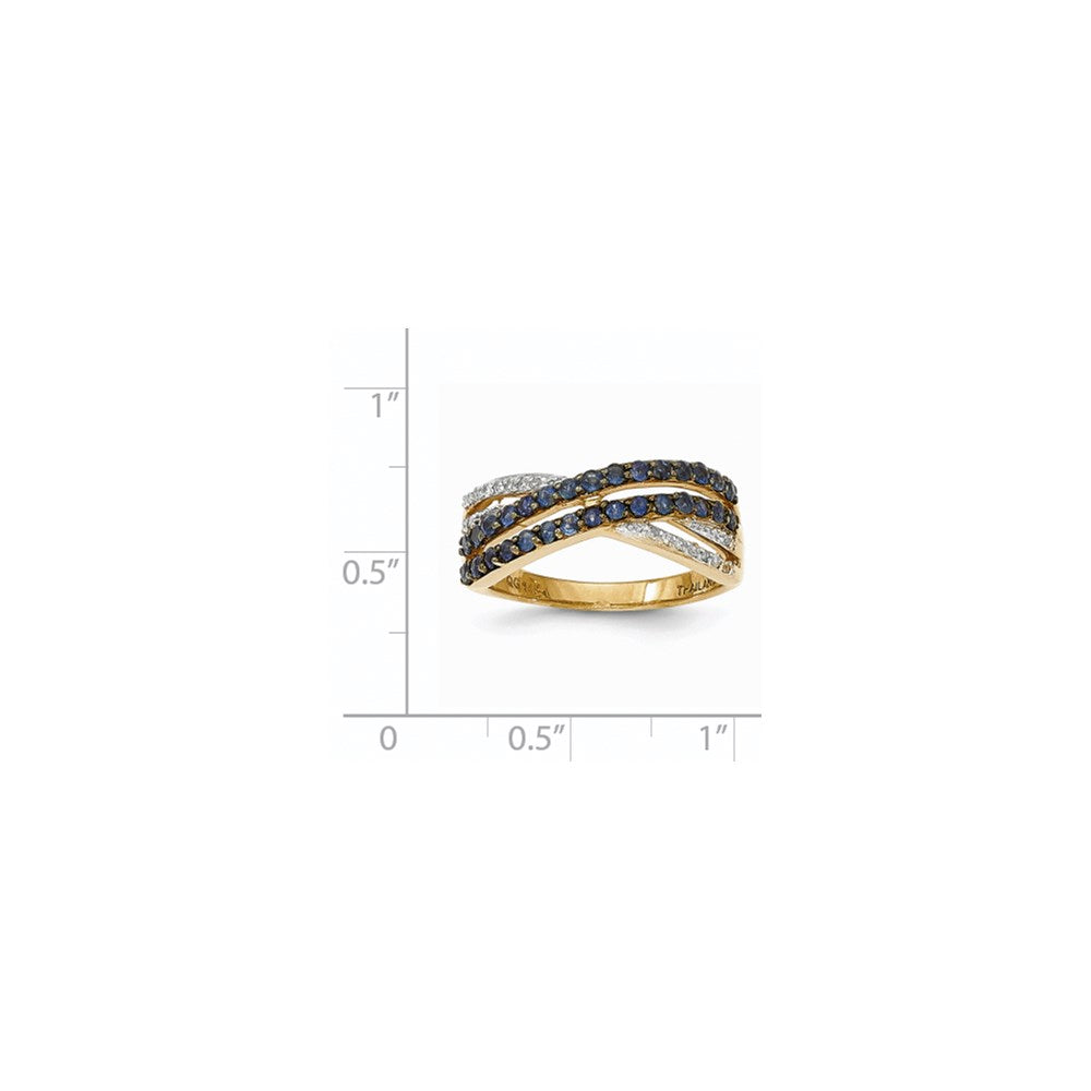 14K Yellow Gold Sapphire Real Diamond Ring