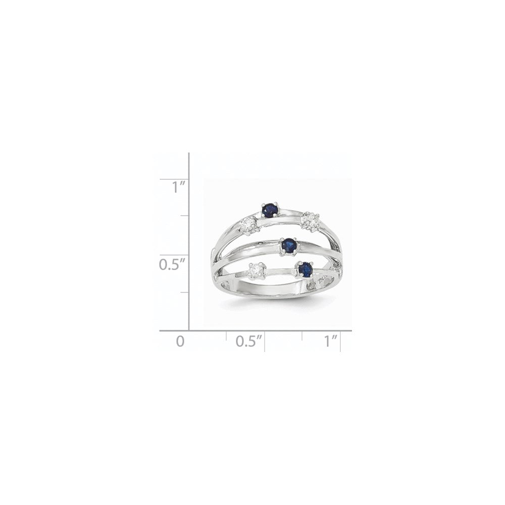 14k White Gold Sapphire Real Diamond Ring