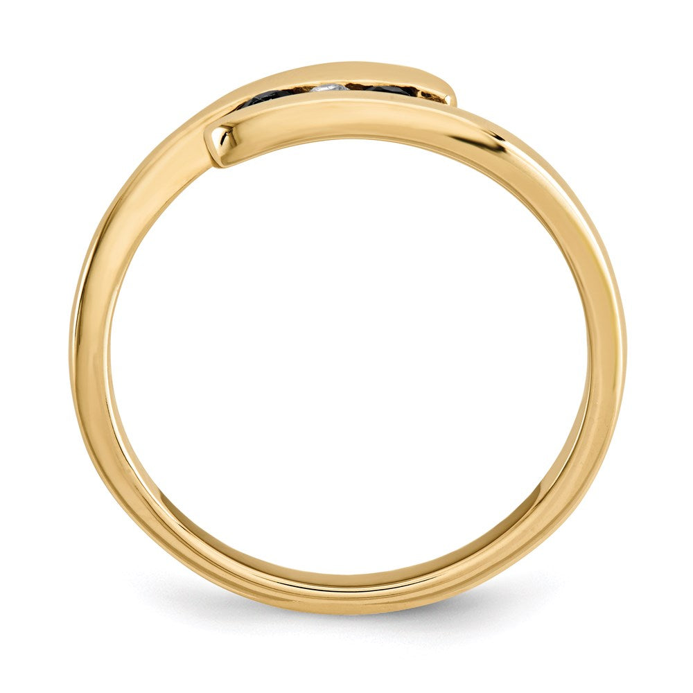 14k Yellow Gold Sapphire and Real Diamond Ring