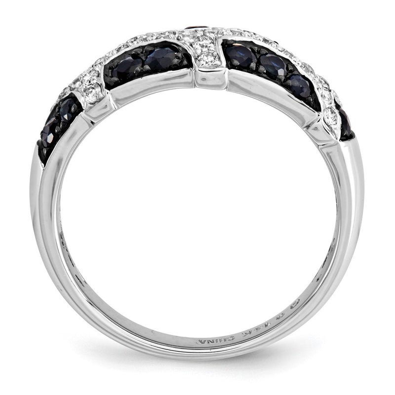 14K White Gold Real Diamond and Sapphire Ring