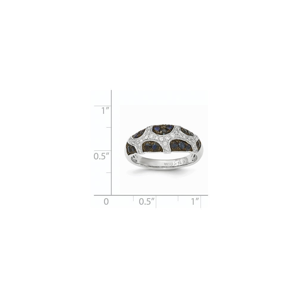 14K White Gold Real Diamond and Sapphire Ring