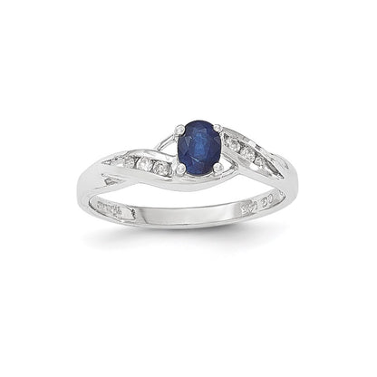 14k White Gold Sapphire Real Diamond Ring