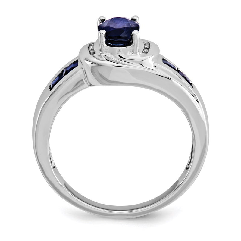 14K White Gold Real Diamond Sapphire Ring