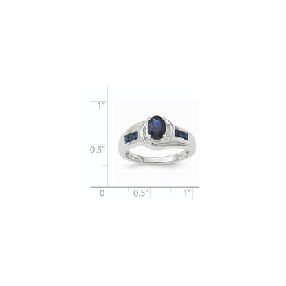 14K White Gold Real Diamond Sapphire Ring