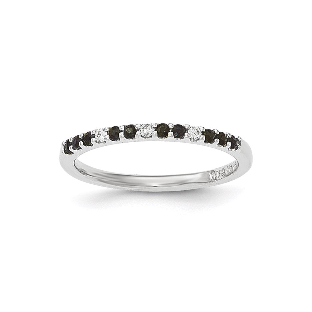 14K White Gold Real Diamond and Sapphire Ring