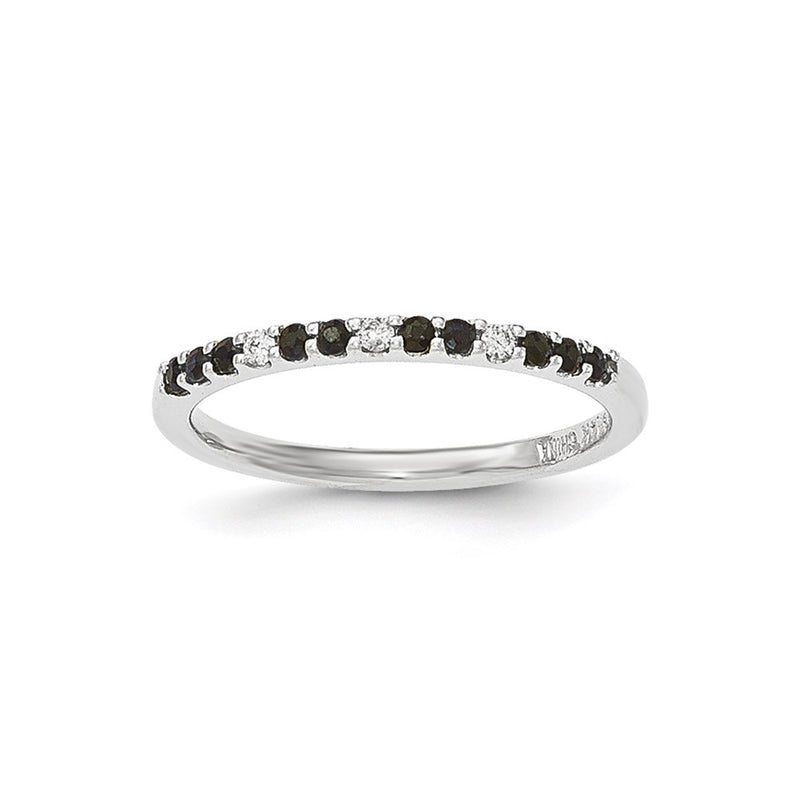 14K White Gold Real Diamond and Sapphire Ring