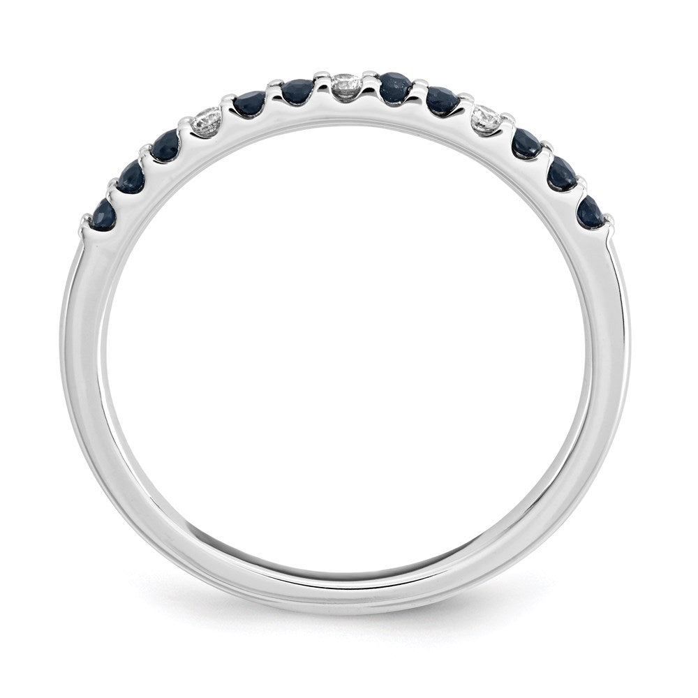 14K White Gold Real Diamond & Sapphire Ring